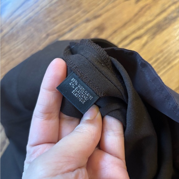 Lafayette 148 Espresso Dark Brown Italian Stretch Wool Trousers Pants Size 4 - Picture 6 of 7